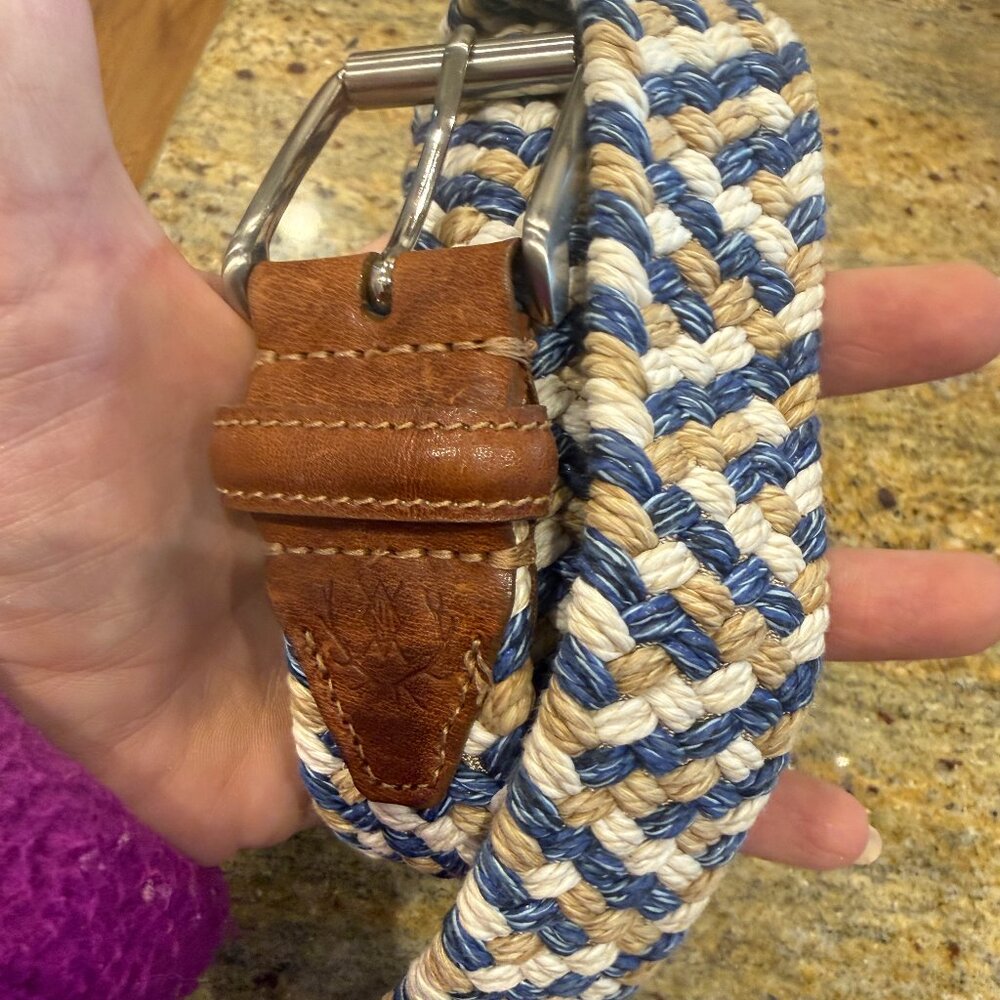 Martin Dingman Newport Woven Italian Rayon Elastic Belt Size 38